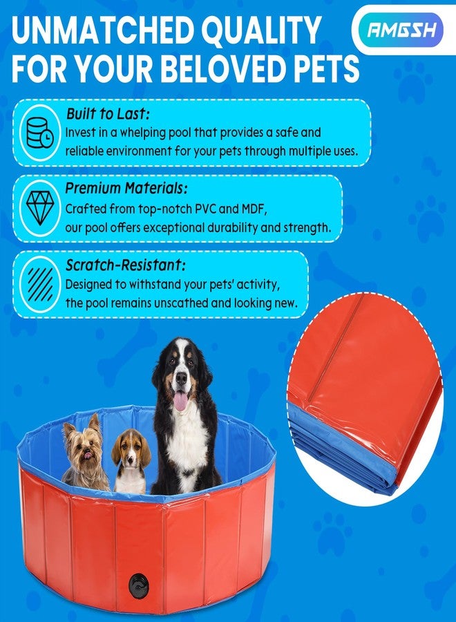 AMGSH Dog Whelping Box, Foldable Birthing Pool for Dogs, Whelping Pool for Puppies, Poartable Plastic Swimming Pool & Bath Tub for Dogs, Red (Red, 31.5” Dia. × 7.9” H (80cm × 20cm)) - Image 3